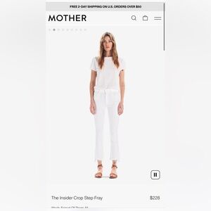 Mother jeans 25 white The Insider Crop Step Fray
